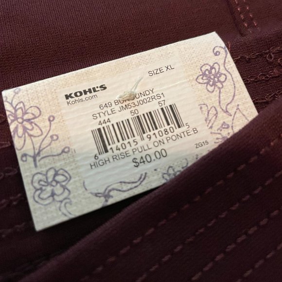 NWT - High Rise Mudd Leggings - Size XL (Red/Maroon/Wine color) - Picture 3 of 6